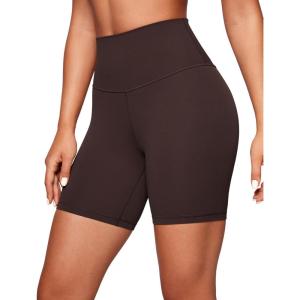 CRZ YOGA ButterLuxe Biker Shorts 6″ – High Waisted Workout Running Volleyball Spandex Yoga Womens(Hot Fudge Brown)