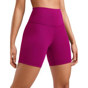 CRZ YOGA ButterLuxe Biker Shorts 6″ – High Waisted Workout Running Volleyball Spandex Yoga Womens(Magenta Purple)