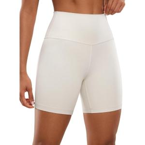 CRZ YOGA ButterLuxe Biker Shorts 6″ – High Waisted Workout Running Volleyball Spandex Yoga Womens(Milky White (Bone))