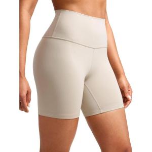 CRZ YOGA ButterLuxe Biker Shorts 6″ – High Waisted Workout Running Volleyball Spandex Yoga Womens(Mojave Tan)