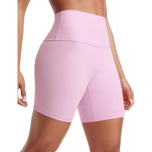 CRZ YOGA ButterLuxe Biker Shorts 6″ – High Waisted Workout Running Volleyball Spandex Yoga Womens(Vita Pink)