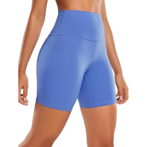 CRZ YOGA ButterLuxe Biker Shorts 6″ – High Waisted Workout Running Volleyball Spandex Yoga Womens(Wild Indigo)