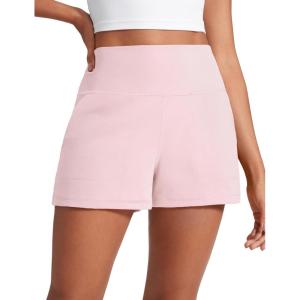 CRZ YOGA Butterlift Linerless Shorts for Women 3″ – High Waisted Comfy Yoga Casual Lounge Workout with Pockets(Strawberry Pink)
