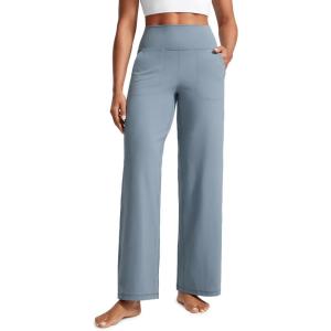 CRZ YOGA Butterlift Wide Leg Pants Pockets 29″/31″/33″ – High Waisted Yoga Lounge Buttery Soft Comfy Casual Womens(Belgian Blue)