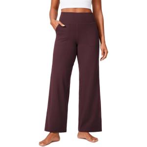 CRZ YOGA Butterlift Wide Leg Pants Pockets 29″/31″/33″ – High Waisted Yoga Lounge Buttery Soft Comfy Casual Womens(Ripe Plum)
