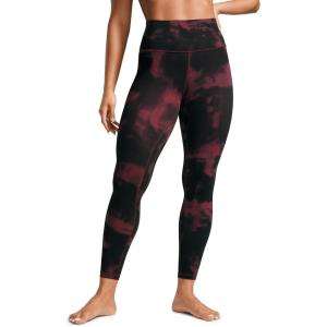 CRZ YOGA Butterlift Workout Leggings 25″ – High Waisted Pilates Gym Athletic Womens Yoga Pants Buttery Soft(Burgundy Tie Dye Flowers)