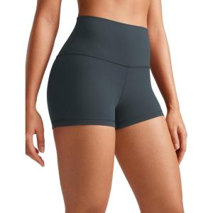 CRZ YOGA Butterluxe Biker Shorts 2.5″- High Waisted Yoga Workout Spandex Womens Running Volleyball Booty(Dark Green)
