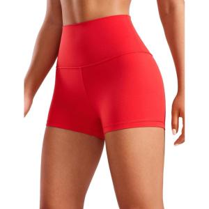 CRZ YOGA Butterluxe Biker Shorts 2.5″- High Waisted Yoga Workout Spandex Womens Running Volleyball Booty(Deep Red)