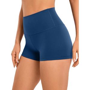 CRZ YOGA Butterluxe Biker Shorts 2.5″- High Waisted Yoga Workout Spandex Womens Running Volleyball Booty(French Navy)