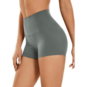 CRZ YOGA Butterluxe Biker Shorts 2.5″- High Waisted Yoga Workout Spandex Womens Running Volleyball Booty(Grey Sage)