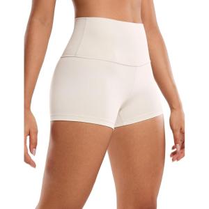 CRZ YOGA Butterluxe Biker Shorts 2.5″- High Waisted Yoga Workout Spandex Womens Running Volleyball Booty(Milky White)