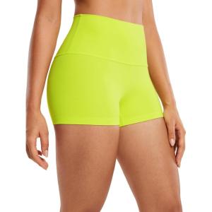 CRZ YOGA Butterluxe Biker Shorts 2.5″- High Waisted Yoga Workout Spandex Womens Running Volleyball Booty(Neon Yellow)