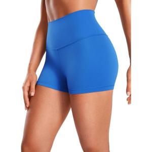 CRZ YOGA Butterluxe Biker Shorts 2.5″- High Waisted Yoga Workout Spandex Womens Running Volleyball Booty(Sparkle Blue)