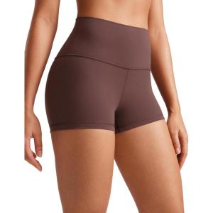 CRZ YOGA Butterluxe Biker Shorts 2.5″- High Waisted Yoga Workout Spandex Womens Running Volleyball Booty(Taupe)