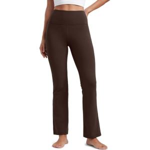 CRZ YOGA Butterluxe Flare Leggings 29″/30.5″/32″/33.5″ – High Waist Bootcut Wide Leg Lounge Womens Yoga Pants with Pocket(Hot Fudge Brown)