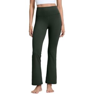 CRZ YOGA Butterluxe Flare Leggings 29″/30.5″/32″/33.5″ – High Waist Bootcut Wide Leg Lounge Womens Yoga Pants with Pocket(Legend Green)