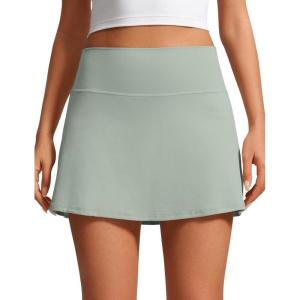 CRZ YOGA Butterluxe High Waisted Tennis Skirts for Women – Mini Lined A Line Golf Casual Skort with Inner Pockets(Green Palm Court)