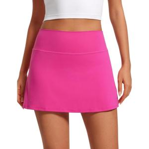 CRZ YOGA Butterluxe High Waisted Tennis Skirts for Women – Mini Lined A Line Golf Casual Skort with Inner Pockets(Hibiscus Purple)