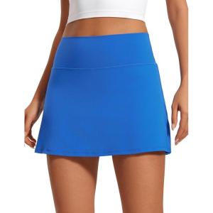 CRZ YOGA Butterluxe High Waisted Tennis Skirts for Women – Mini Lined A Line Golf Casual Skort with Inner Pockets(Sparkle Blue)