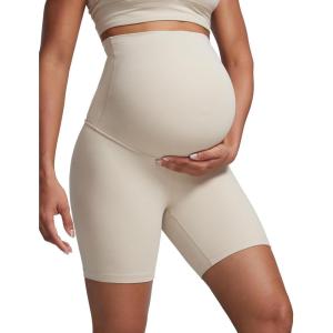 CRZ YOGA Butterluxe Maternity Biker Shorts 6″ – Over The Belly Pregnancy Yoga Workout Womens Activewear Buttery Soft(Mojave Tan)