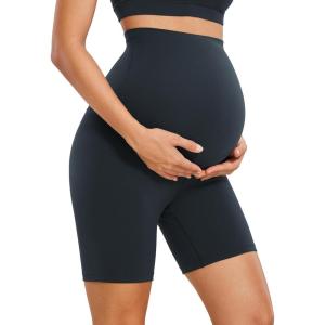 CRZ YOGA Butterluxe Maternity Biker Shorts 6″ – Over The Belly Pregnancy Yoga Workout Womens Activewear Buttery Soft(True Navy)
