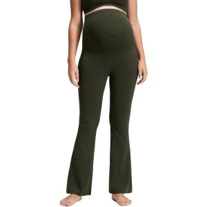 CRZ YOGA Butterluxe Maternity Flare Leggings Pockets 31” – Workout Yoga Bootcut Pregnancy Womens Pants Over The Belly(Olive Green)