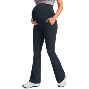 CRZ YOGA Butterluxe Maternity Flare Leggings Pockets 31” – Workout Yoga Bootcut Pregnancy Womens Pants Over The Belly(True Navy)