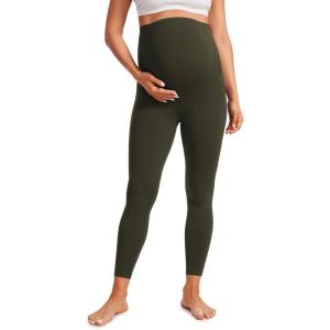 CRZ YOGA Butterluxe Maternity Leggings 25″ – Over The Belly Buttery Soft Workout Activewear Yoga Womens Pregnancy Pants(Olive Green)