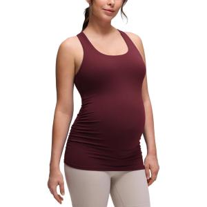 CRZ YOGA Butterluxe Maternity Racerback Tank Tops – Ruched Sleeveless Womens Pregnancy Yoga Workout Shirt with Built in Bra(Red Merlot)