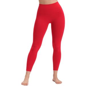 CRZ YOGA Butterluxe No Front Seam Yoga Leggings 25″ – High Waisted Womens Lounge Pants Pilates Workout Athletic Buttery Soft(Aurora Red)