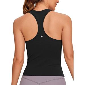 CRZ YOGA Butterluxe Racerback Tank Tops for Women – Yoga Workout Casual Gym Athletic Camisole Tight Sleeveless Shirts(Black)