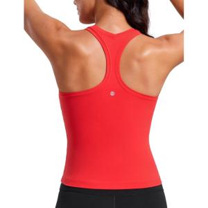 CRZ YOGA Butterluxe Racerback Tank Tops for Women – Yoga Workout Casual Gym Athletic Camisole Tight Sleeveless Shirts(Deep Red)