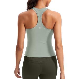 CRZ YOGA Butterluxe Racerback Tank Tops for Women – Yoga Workout Casual Gym Athletic Camisole Tight Sleeveless Shirts(Green Palm Court)