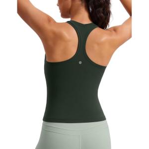 CRZ YOGA Butterluxe Racerback Tank Tops for Women – Yoga Workout Casual Gym Athletic Camisole Tight Sleeveless Shirts(Legend Green)