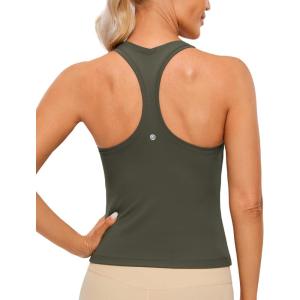 CRZ YOGA Butterluxe Racerback Tank Tops for Women – Yoga Workout Casual Gym Athletic Camisole Tight Sleeveless Shirts(Light Army Green)