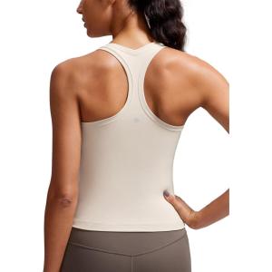 CRZ YOGA Butterluxe Racerback Tank Tops for Women – Yoga Workout Casual Gym Athletic Camisole Tight Sleeveless Shirts(Mojave Tan)