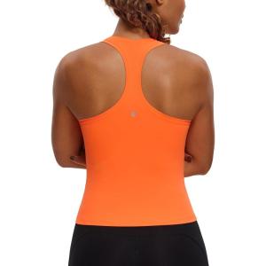 CRZ YOGA Butterluxe Racerback Tank Tops for Women – Yoga Workout Casual Gym Athletic Camisole Tight Sleeveless Shirts(Neon Orange)
