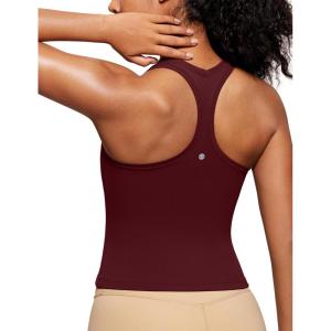 CRZ YOGA Butterluxe Racerback Tank Tops for Women – Yoga Workout Casual Gym Athletic Camisole Tight Sleeveless Shirts(Red Merlot)
