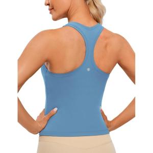 CRZ YOGA Butterluxe Racerback Tank Tops for Women – Yoga Workout Casual Gym Athletic Camisole Tight Sleeveless Shirts(Universe Blue)