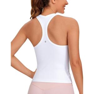 CRZ YOGA Butterluxe Racerback Tank Tops for Women – Yoga Workout Casual Gym Athletic Camisole Tight Sleeveless Shirts(White)