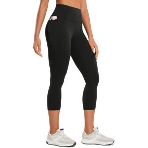 CRZ YOGA Butterluxe Workout Capri Leggings Pockets 21″ – High Waisted Gym Athletic Womens Crop Yoga(Black)