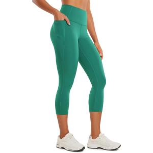 CRZ YOGA Butterluxe Workout Capri Leggings Pockets 21″ – High Waisted Gym Athletic Womens Crop Yoga(Cascadia Green)