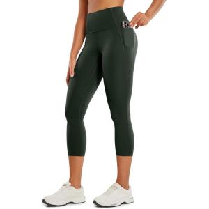 CRZ YOGA Butterluxe Workout Capri Leggings Pockets 21″ – High Waisted Gym Athletic Womens Crop Yoga(Legend Green)