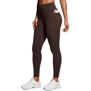 CRZ YOGA Butterluxe Workout Leggings Pockets 28” – High Waisted Gym Womens Yoga Pants Running Buttery Soft(Hot Fudge Brown)