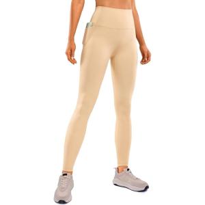 CRZ YOGA Butterluxe Workout Leggings Pockets 28” – High Waisted Gym Womens Yoga Pants Running Buttery Soft(Tan Milkshake)
