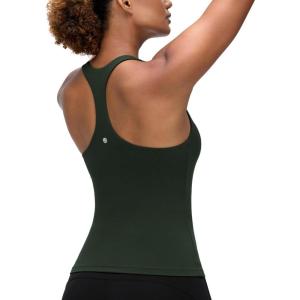 CRZ YOGA Butterluxe Workout Racerback Tank Tops for Women – Padded Athletic Spandex Yoga Shirts with Built in Bra(Legend Green)