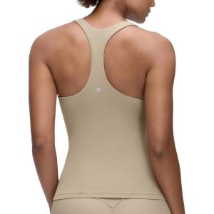 CRZ YOGA Butterluxe Workout Racerback Tank Tops for Women – Padded Athletic Spandex Yoga Shirts with Built in Bra(Oak)