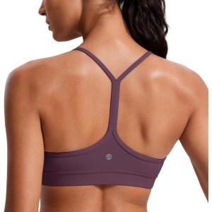CRZ YOGA Butterluxe Y Back Sports Bras for Women – Padded Racerback Low Impact Spaghetti Thin Strap Workout Yoga Top(Grape Thistle Purple)