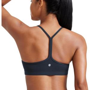 CRZ YOGA Butterluxe Y Back Sports Bras for Women – Padded Racerback Low Impact Spaghetti Thin Strap Workout Yoga Top(True Navy)