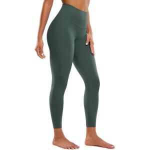 CRZ YOGA Butterluxe Yoga Leggings 25″ – High Waisted Buttery Soft Womens Workout Lounge Pants(Dark Forest Green)